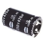 SYSCOM CE470/250V – Capacitor Electrolítico de Aluminio / 470 µF / 250 VDC / 105 °C / 25 x 40 mm / Radial