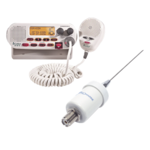 COBRA MRF45D/KIT1600 – Kit de radio marina VHF / 25 W / Antena acero inoxidable / Cable 4.5 m (14.8 ft) / Montaje en L