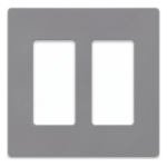 LUTRON ELECTRONICS CW2GR – Placa de Pared / 2 Espacios / Apertura Designer / Acabado Brillante / Color Gris / Perfil 7.6 mm
