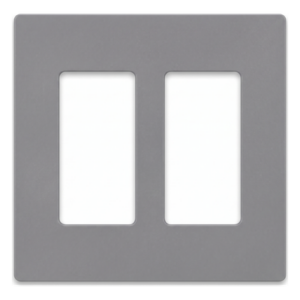 LUTRON ELECTRONICS CW2GR – Placa de Pared / 2 Espacios / Apertura Designer / Acabado Brillante / Color Gris / Perfil 7.6 mm