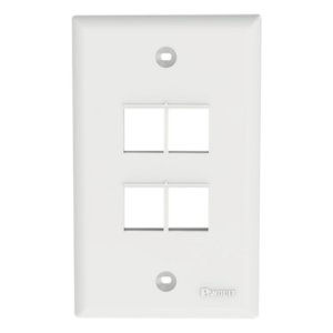 PANDUIT NK4FNWH – Placa de Pared Vertical / 4 Puertos Keystone / Montaje Vertical / 69.8 x 114.3 mm / 2.75 x 4.5 pulg. / ABS / Blanco