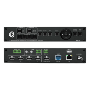 KRAMER MV-4X – Matrix HDMI 4x2 con Escalado Integrado | Multi-Ventana | 4K@60Hz 4:4:4 | HDBT y HDMI | HDCP 2.3 | Conmutación Sin Corte | PiP-PoP | Control Web