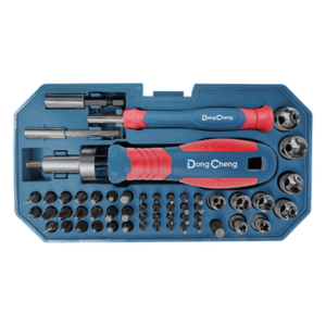 DONGCHENG D092502 – Juego de Desarmador Magnético / 55 Piezas / Puntas Intercambiables / Dados 1/4" / Estuche Organizado