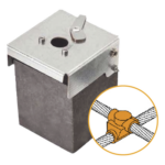 APLICACIONES TECNOLOGICAS AT-W20/W20/XS – Molde de Grafito Horizontal Unión en Cruz / Cable 2/0 AWG (70 mm²) / 50 Soldaduras / Acero Electrogalvanizado / Normativa IEC 62305