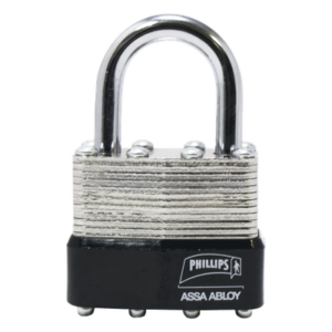 PHILLIPS-ASSA ABLOY MX2499 – Candado Laminado / 40 mm / Llave Master / 4 Pernos de Combinación / Doble Cerrojo / Uso Industrial