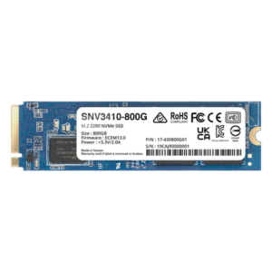 SYNOLOGY SNV3410-400G – SSD NVMe M.2 / 400 GB / 400000 IOPS Lectura / 70000 IOPS Escritura / 1022 TBW / PCIe 3.0 x4 / Formato 2280/22110