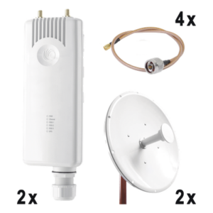 CAMBIUM NETWORKS FORCE300-KIT34 – Enlace completo Punto a Punto para servicios TriplePlay, incluye: 2 x FORCE300CSM, 2 x NP2GEN2 de (34 dBi), 4x Jumper