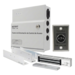 ENFORCER SECOLARM E941600/KIT12V – Kit de Control de Acceso / Fuente 12 VCD 5A / Chapa Magnética 600 lbs / Botón Sin Contacto / Montajes L y Z / Batería de Respaldo Opcional