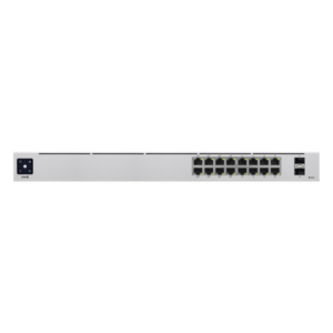 UBIQUITI USW-16-POE – Switch PoE Administrable / 16 Puertos Gigabit / 8 Puertos PoE 802.3af/at / 2 SFP 1G / 42W / 1U Rack / 1.43 x 7.87 x 17.42 pulgadas