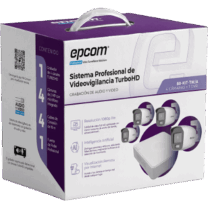 EPCOM PROFESSIONAL B8-KIT-TWA – Kit de Videovigilancia TurboHD / 1080p Lite / DVR 4 Canales / 4 Cámaras Bala / Dual Light / Audio Integrado / IP66 / H.265+
