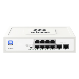 WI-TEK WKPS210 – Switch PoE No Administrable / 8 Puertos 10/100 Mbps PoE af/at / 2 Puertos Uplink 10/100 Mbps / Presupuesto PoE 76 W / Alcance PoE 250 m (820.2 ft)