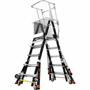 Little Giant Ladder Systems CAGE-ADJ-59 – Escalera con Jaula de Seguridad de 5-9 ft (1.5-2.74 m)/ Tipo IAA / Capacidad 375 lbs (170 kg) / Control de Descenso.
