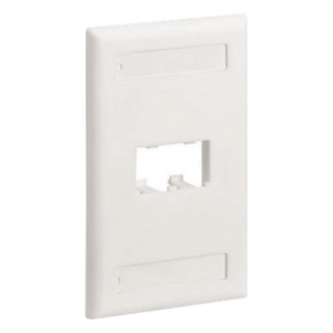 PANDUIT CFPL2WHY – Placa de Pared Vertical / 2 Puertos Mini-Com / Diseño Inclinado / Con Espacios para Etiquetas / 2.75 x 4.5 pulgadas / Blanco