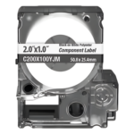 PANDUIT C200X100YJM – Casete de Etiquetas Adhesivas / 140 Etiquetas / 50.8 x 25.4 mm / Vinilo Autolaminable Blanco / -40 a 82°C