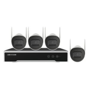 HIKVISION NK42W0H-1T(E) – Kit de Videovigilancia IP Inalámbrico / NVR 4 Canales / 4 Cámaras Bala 2 Megapixel / Wi-Fi 2.4 GHz / IR 30 m (98.4 ft) / IP66 / HDD 1 TB