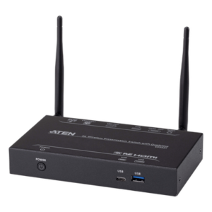ATEN VP2021 – Switch de Presentaciones Inalámbrico / 4K / Quad View / 4 Fuentes Simultáneas / PoE / Control USB Táctil