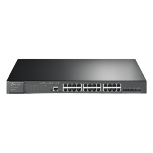 TP-LINK TL-SG3428XMP – Switch PoE+ Administrable L2+ / 24 Puertos Gigabit PoE+ / 4 Puertos SFP+ 10G / Presupuesto PoE 384W / Rendimiento 128 Gbps / Montaje en Rack