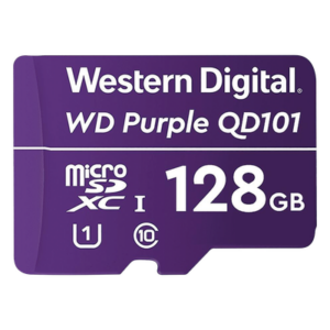 Western Digital (WD) WD128MSD – Memoria microSD de 128 GB PURPLE, Especializada Para Videovigilancia, 10 VECES MAYOR DURACIÓN, 3 AÑOS DE GARANTIA