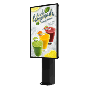 PEERLESS KOF555-1 – Kiosco exterior para pantalla 55" / IP65 / UL 48 / Base pedestal 8' / Rotación 30° / Diseño ultradelgado