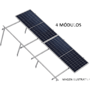 BASEL KITBASEL2X2 – Kit Montaje Fotovoltaico / Losa Plana / 4 Módulos / 645 W / Inclinación 10° / Viento 170 km/h / Altura 0.93 m (3.05 ft)