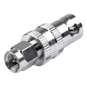 RF INDUSTRIES,LTD RSA-3458 – Adaptador RF Coaxial / SMA Macho a BNC Hembra / En Línea / Cuerpo Bronce Niquelado / Contacto Oro / Aislante Teflón