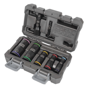 KLEIN TOOLS 66070 – Juego de Dados de Impacto / 7 Piezas / 10 Tamaños Combinados / 3/8 a 15/16'' / Adaptadores 1/4'' y 1/2''