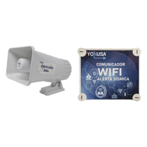 YONUSA YKIT-SISMICO-WIFI – Kit de Alertamiento Sísmico / Audio Oficial SASMEX 120 dB / Receptor Wi-Fi / Replicación a Sirena y App Móvil / 12 VCD