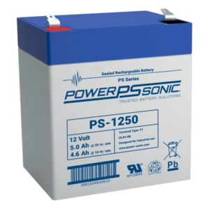 POWER SONIC PS-1250-F2 – Batería de Respaldo AGM/VRLA / 12V 5.0Ah / Terminales F2 / Vida Útil 5 Años / Certificación UL