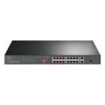 TP-LINK TL-SL1218P – Switch PoE+ No Administrable / 16 Puertos 10/100 Mbps / 2 Puertos Gigabit RJ45 / 1 Puerto SFP / PoE Extendido 250 m (820.2 ft) / 150 W / Aislamiento de Tráfico