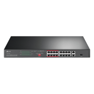 TP-LINK TL-SL1218P – Switch PoE+ No Administrable / 16 Puertos 10/100 Mbps / 2 Puertos Gigabit RJ45 / 1 Puerto SFP / PoE Extendido 250 m (820.2 ft) / 150 W / Aislamiento de Tráfico