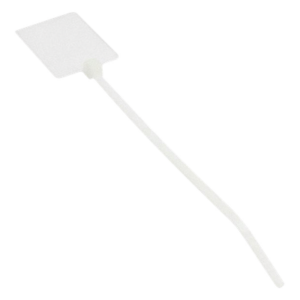 PANDUIT PLF1MA-C – Cincho de Identificación Tipo Bandera, 130 mm largo x 2.5mm ancho, Área de Marcado de 19.1 x 26.4 mm, Nylon 6.6, Color Natural, Bolsa de 100pz