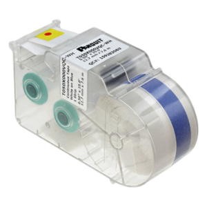 PANDUIT T050X000VQC-WH – Casete de Cinta Continua / Vinilo / Blanco sobre Azul / 12.7mm x 7.6m (25 ft) / Identificación de Instalación