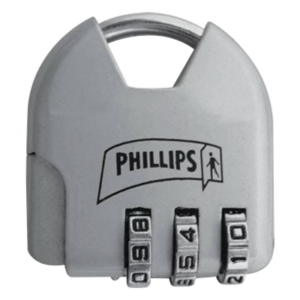PHILLIPS-ASSA ABLOY MX2326 – Candado de Combinación / Cuerpo Metálico / Combinación Ajustable sin Herramientas / Uso Interior / Acabado Natural