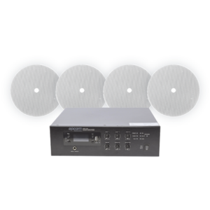 EPCOM PROAUDIO SFB120/4CST – Kit de Voceo 70/100V / Amplificador 120W RMS / 4 Altavoces de 6" / Bluetooth y MP3 / Montaje en Techo