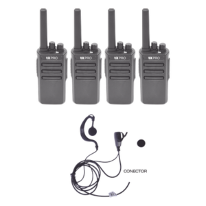 TXPRO TX500DUOKIT – Kit Radio Portátil VHF / 136-174 MHz / 5 W / 16 Canales / Dúplex / 4 Unidades / Accesorios Manos Libres