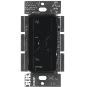LUTRON CASETA WIRELESS PDFSQNBL – Control de velocidad para ventilador de techo / Inalámbrico / 120 V / 1.5 A / 4 velocidades + apagado / Caseta Wireless / Negro