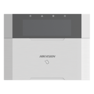 HIKVISION DS-PK1-LRT-HWB – Teclado de alarma / Pantalla LCD / Lector RFID integrado / 2 zonas cableadas / 1 salida de alarma / 64 llaveros / 12VCC / 150x115x28 mm / 5.9x4.5x1.1 in