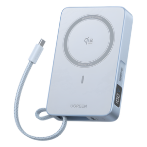 UGREEN 65958B – Banco de Energía Magnético Inalámbrico / 10000 mAh 36 Wh / Carga Rápida 30 W PD3.0/PPS/UFCS / Qi 2.2 25 W MPP / Cable USB-C Integrado 60 W / 254 g