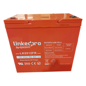 LINKEDPRO BY EPCOM LK5512FR – Batería de Respaldo AGM-VRLA / 12 V / 55 Ah / Terminales T2 / Vida Útil 5 Años / UL94-V0 / 230 x 139 x 215 mm (9.1 x 5.5 x 8.5 in)