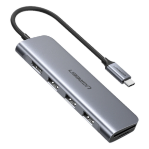UGREEN 70410 – HUB USB-C Multipuertos / HDMI 4K@30Hz / 3 Puertos USB-A 3.0 / Lector Tarjeta SD+TF (Uso Simultáneo) / 6 en 1 / Carcasa de Aluminio.