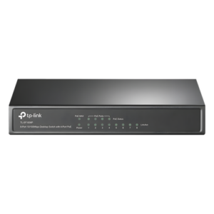 TP-LINK TL-SF1008P – Switch PoE+ No Administrable / 8 Puertos 10/100 Mbps / 4 Puertos PoE 802.3af/at / 66W / Alcance Extendido 250 m (820 pies) / Sin Ventilador