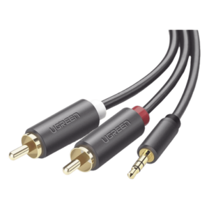UGREEN 10513 – Cable de Audio 3.5mm a 2 RCA Macho / 5 Metros (16.40 Pies) / Blindaje Múltiple / Conectores Oro 24K / TPE Ecológico / ABS