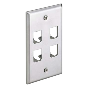 PANDUIT CFP4SY – Placa de Pared Vertical / Acero Inoxidable Grado 304 / 4 Puertos Mini-Com / 2.74 x 4.5 pulgadas