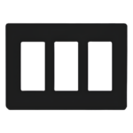 LUTRON ELECTRONICS CW3BL – Placa de Pared / 3 Espacios / Diseño sin Tornillos Visibles / Perfil Delgado 7.6 mm / Acabado Negro Brillante