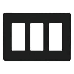 LUTRON ELECTRONICS CW3BL – Placa de Pared / 3 Espacios / Diseño sin Tornillos Visibles / Perfil Delgado 7.6 mm / Acabado Negro Brillante