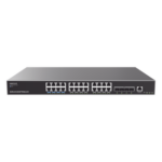 GRANDSTREAM GWN7813P – Switch Capa 3 PoE+ Administrable / 24 puertos Gigabit / 4 puertos SFP+ 10G / 360W PoE / 128 Gbps / 95.232 Mpps / 1.18 pies (0.36 m) de profundidad