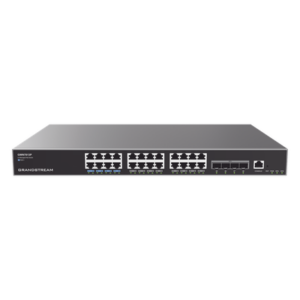 GRANDSTREAM GWN7813P – Switch Capa 3 PoE+ Administrable / 24 puertos Gigabit / 4 puertos SFP+ 10G / 360W PoE / 128 Gbps / 95.232 Mpps / 1.18 pies (0.36 m) de profundidad