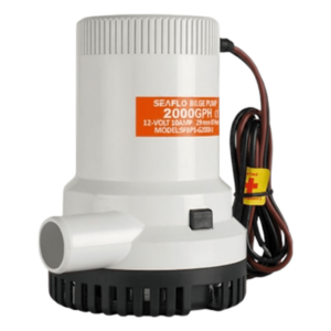 SEAFLO SFBP1-G2000-01 – Bomba de Achique / 2000 GPH (7571 LPH) / 12V CD / Eje de Acero Inoxidable / Operación en Seco / Anti-Airlock / Certificación ISO 8849