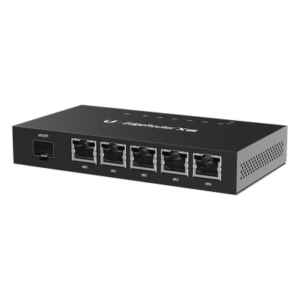 UBIQUITI ER-X-SFP – Router Gigabit / 5 Puertos RJ45 + 1 Puerto SFP / Dual-Core 880 MHz / 256 MB DDR3 / EdgeOS / -10°C a 45°C / 4.66 x 2.46 x 0.75 in