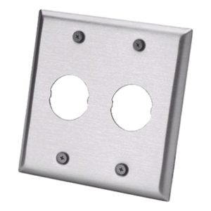 PANDUIT IAEFP2-2G – Placa de Pared Doble Industrial / 2 Puertos / Acero Inoxidable / 4.59x4.5x0.16 in / Montaje Vertical
